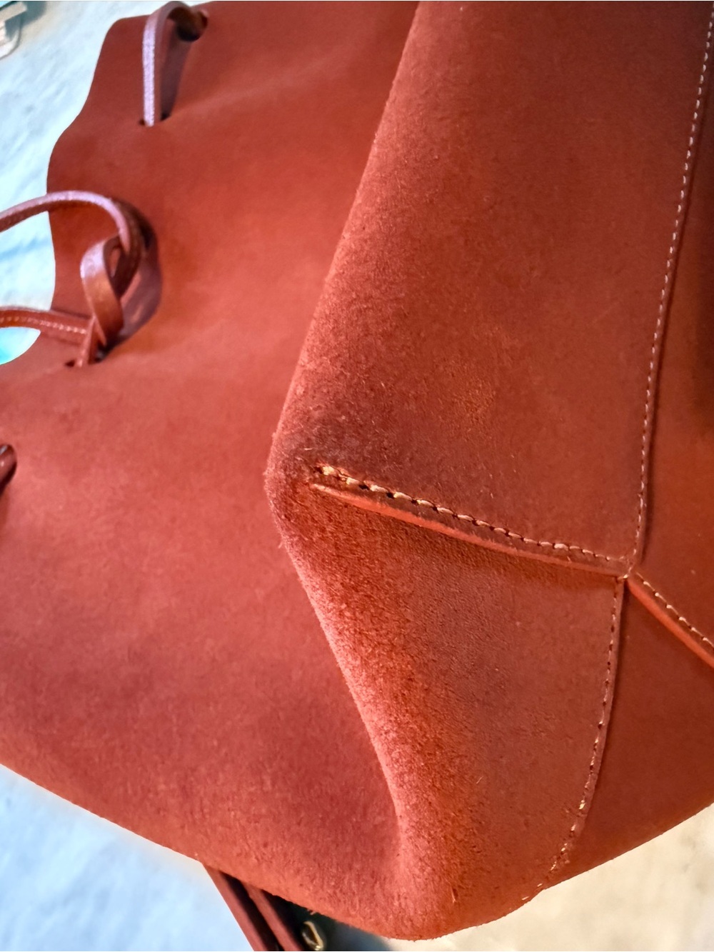 Mansur Gavriel Suede Drawstring Crossbody Bucket Bag - Picture 5 of 8